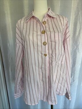 Pink Striped Button-Front Shirt
